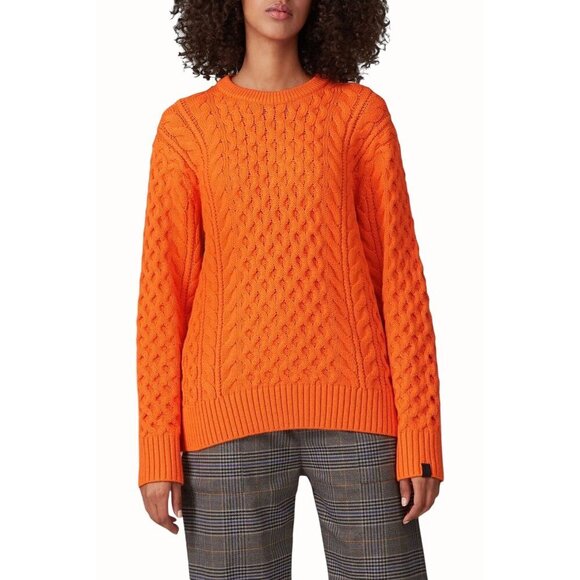 Rag & Bone Aran Cable Knit Sweater Pullover Merino Wool Orange Size Small - Picture 1 of 9